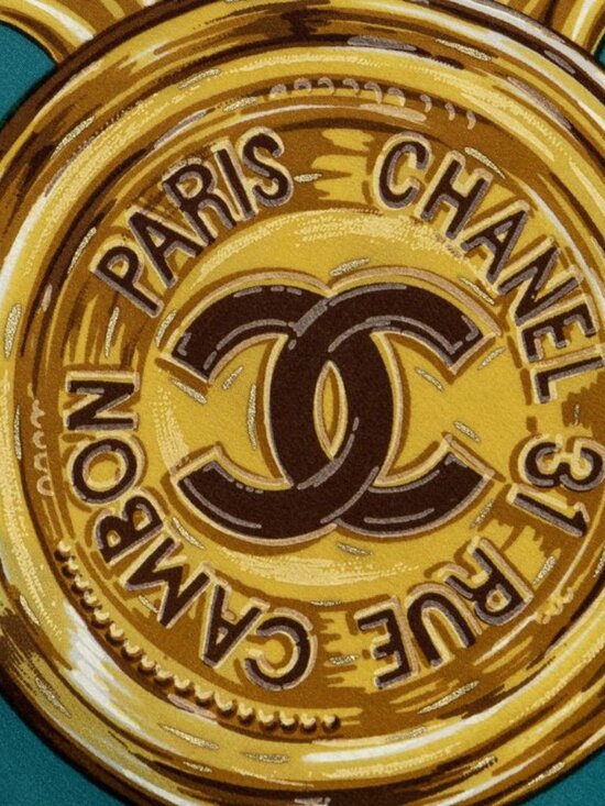 Chanel Shortie 100% Gold Silk Scarf - Picture 4 of 5